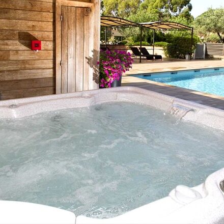 Outdoor pool and hot tub