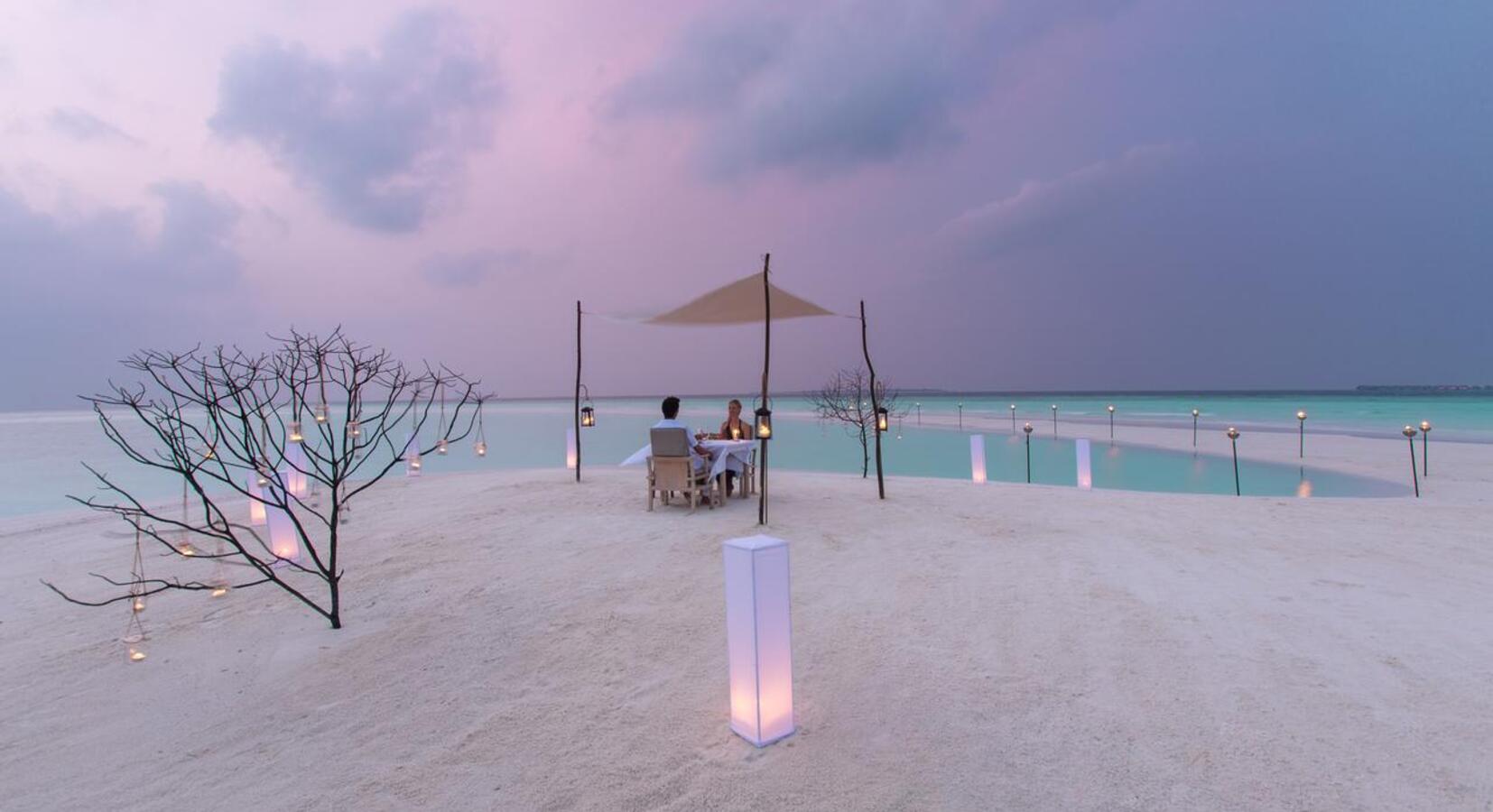 Private dining experience on sandbank.