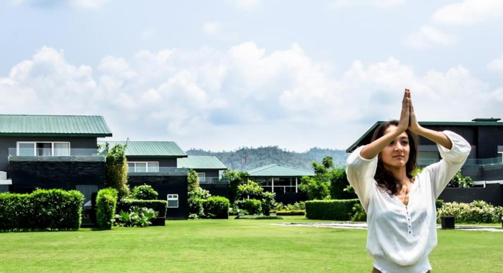 Yoga with villas beyond.