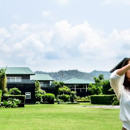 Yoga with villas beyond.