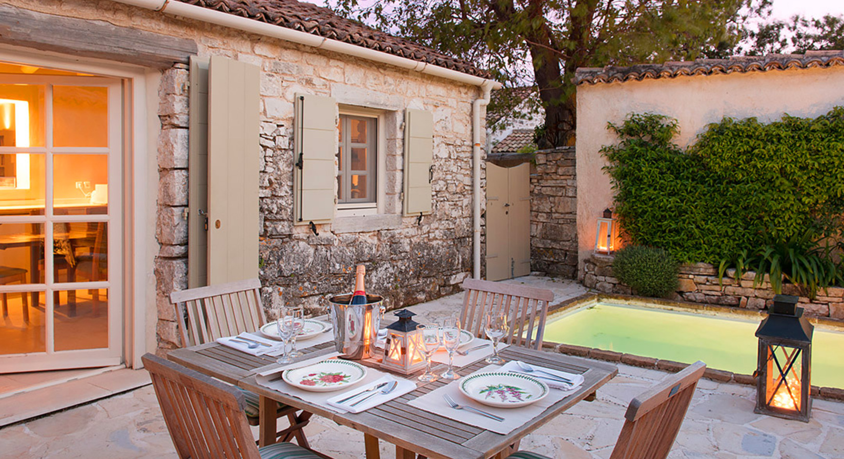 Private pool and outside dining