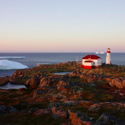 Quirpon Lighthouse Inn at sunset