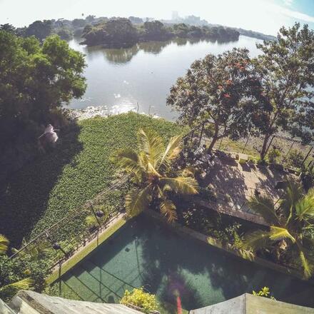 Aerial View of the Hotel and Lake