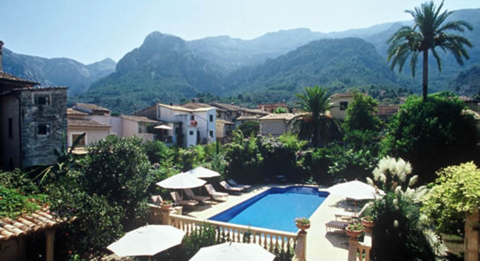 Aerial view of garden and pool