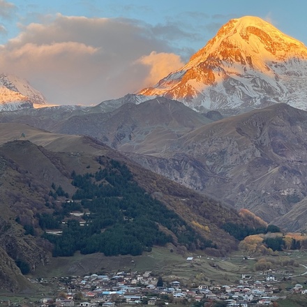 Mount Kasbegi at sunrise