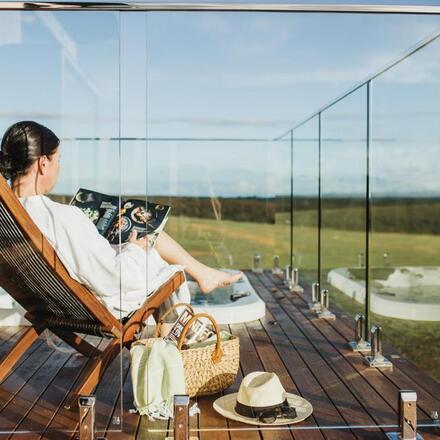 Private deck with outdoor hot tub