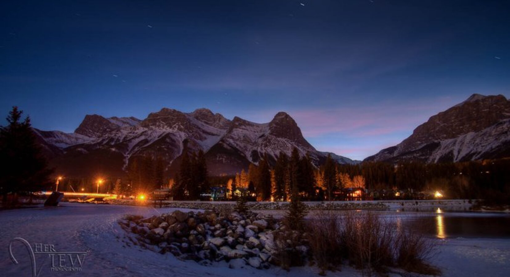 Evening view of Canmore