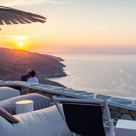 Terrace and sunset view