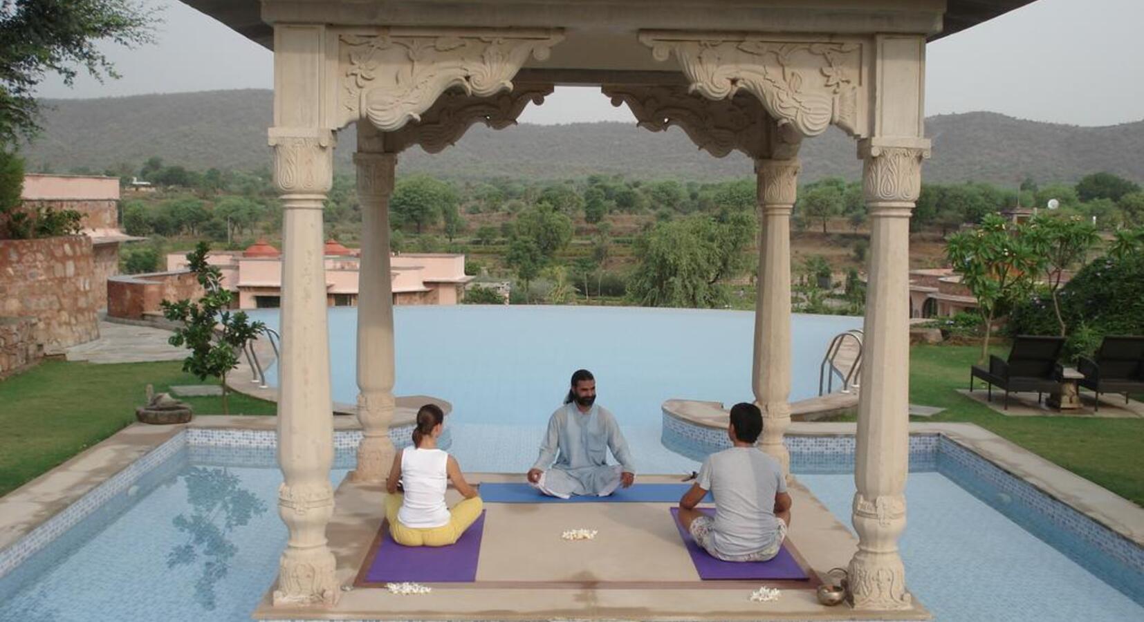 Yoga by the pool