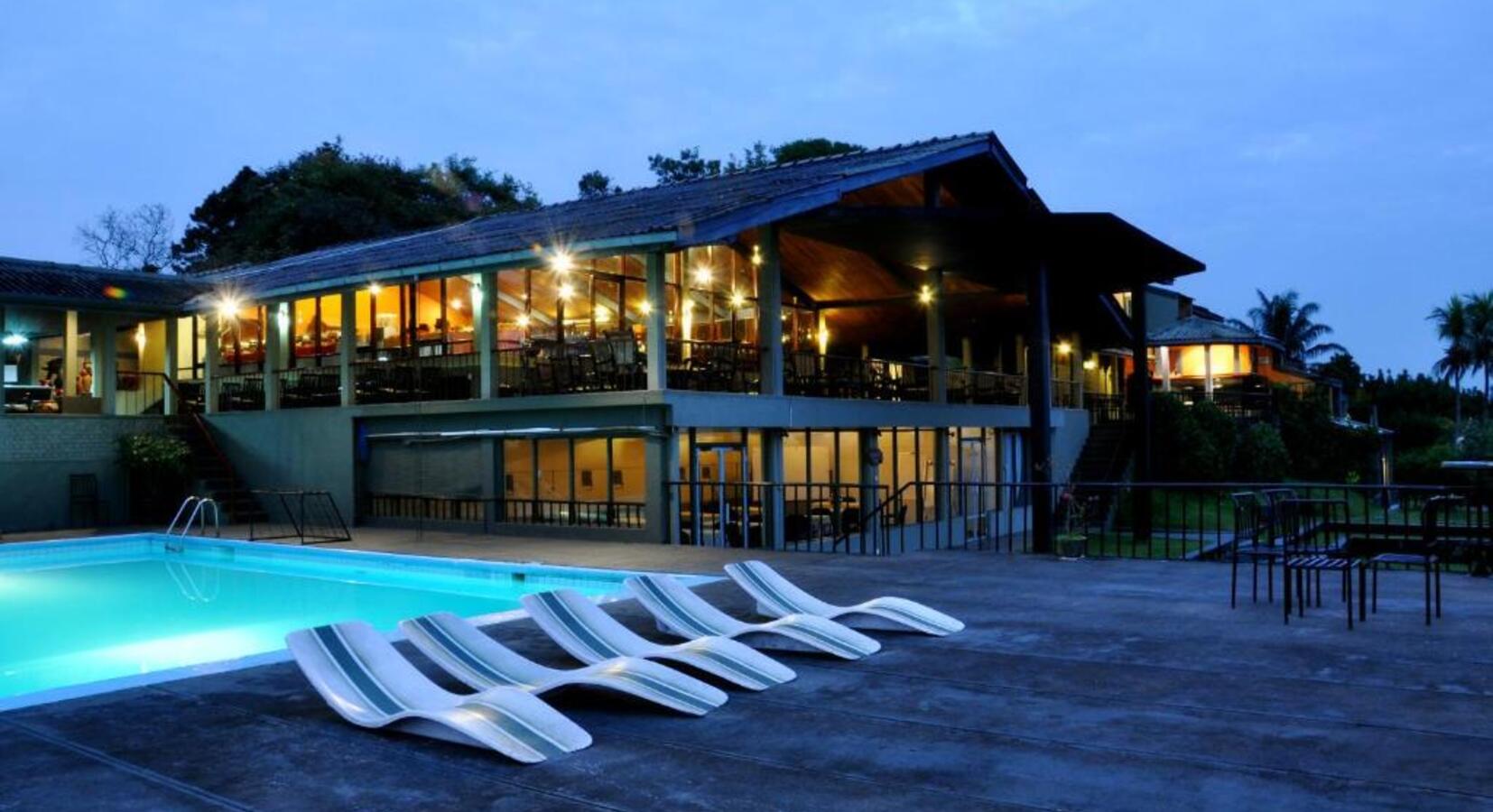 Pool and Restaurant at Night