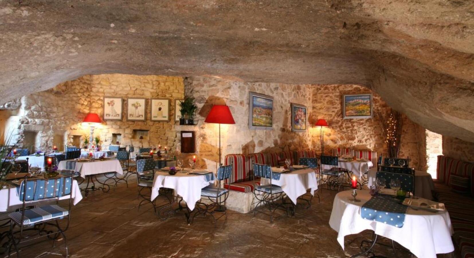 Dining Room carved into rock at Le Mas D'Aigret