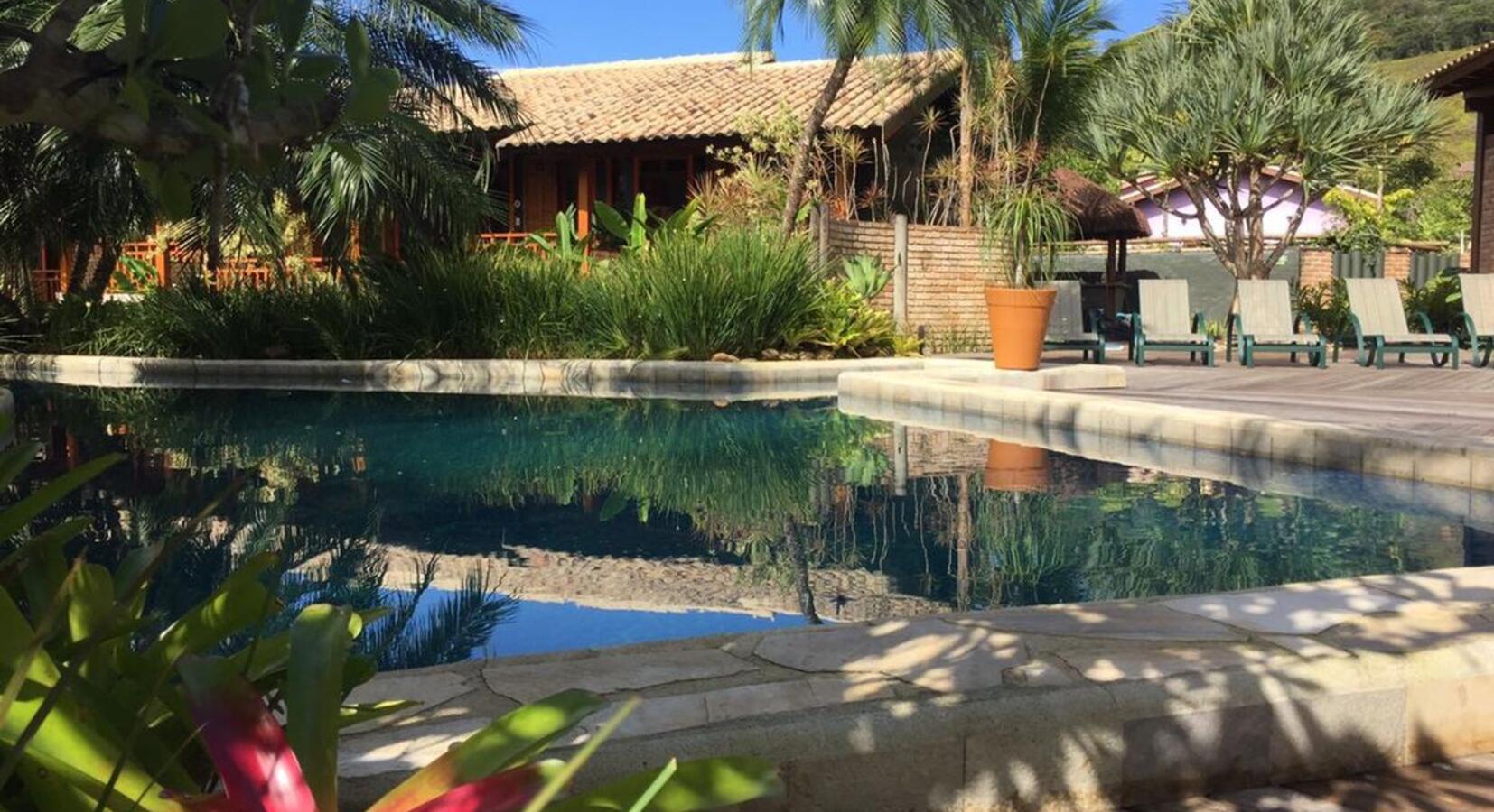 Outdoor pool and sun loungers