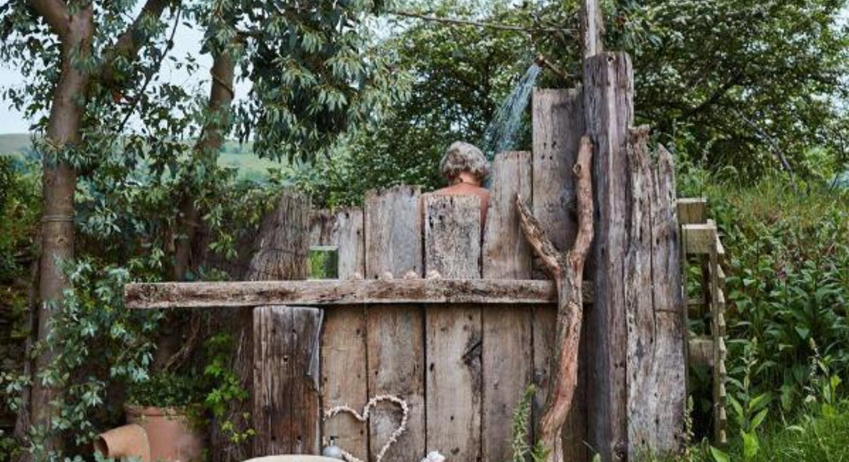 Yurt outside shower