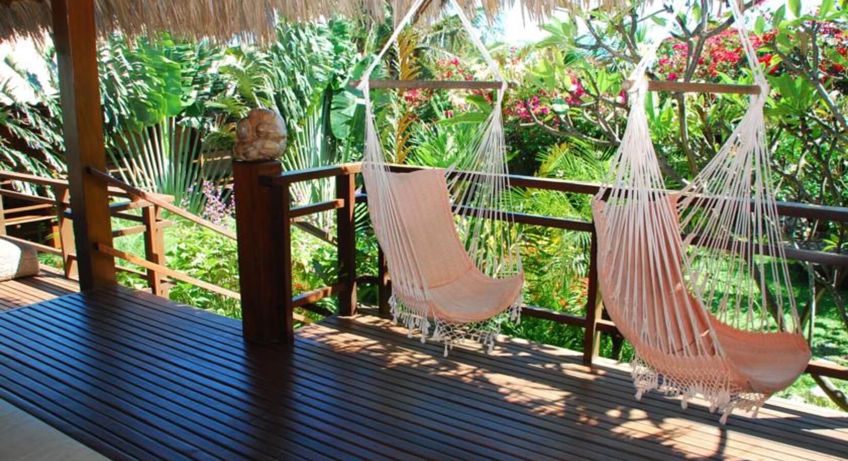 Hammocks overlooking the garden