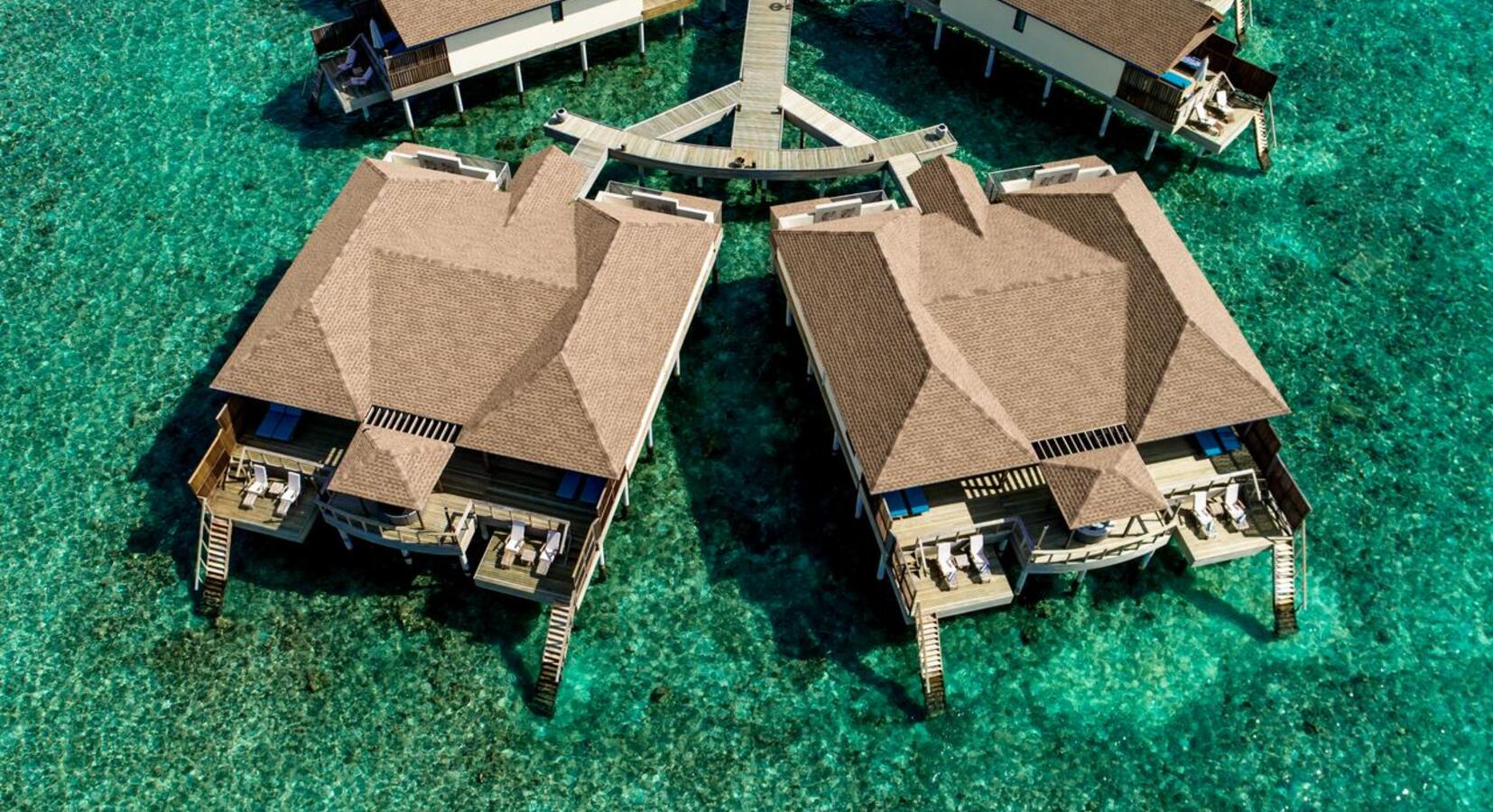 Aerial view of sea villas