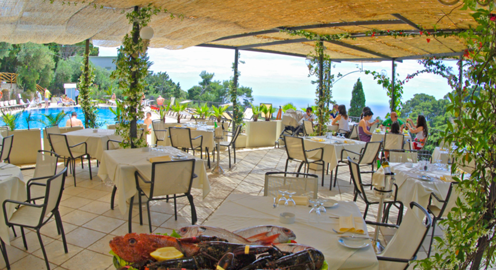 The pool-side restaurant