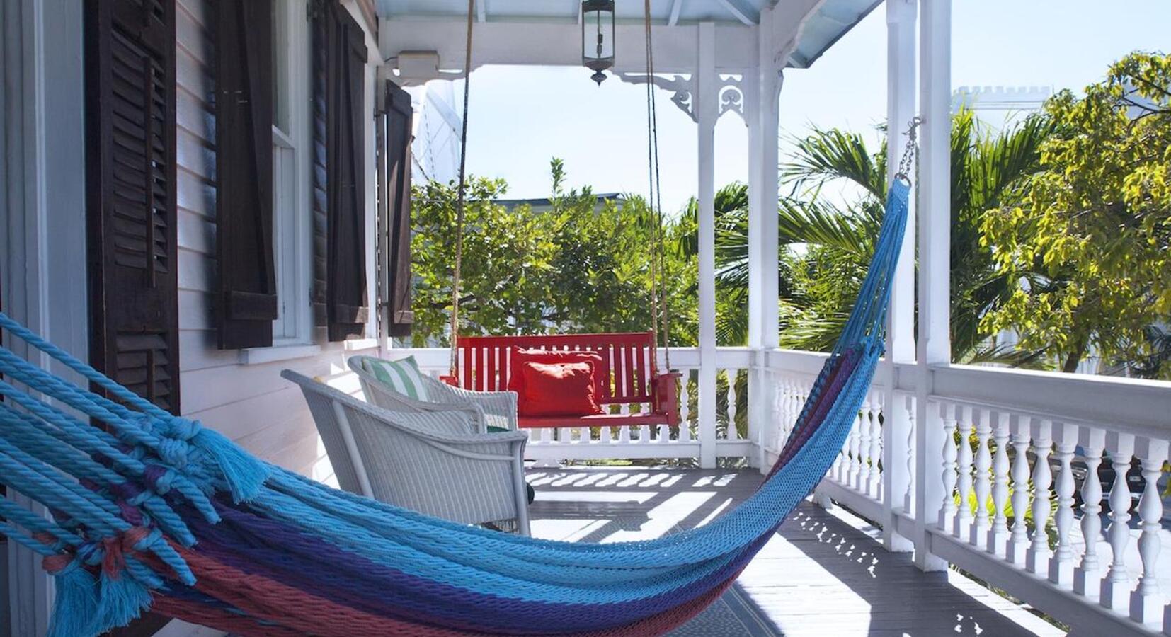 Porch with hammock and swing seat