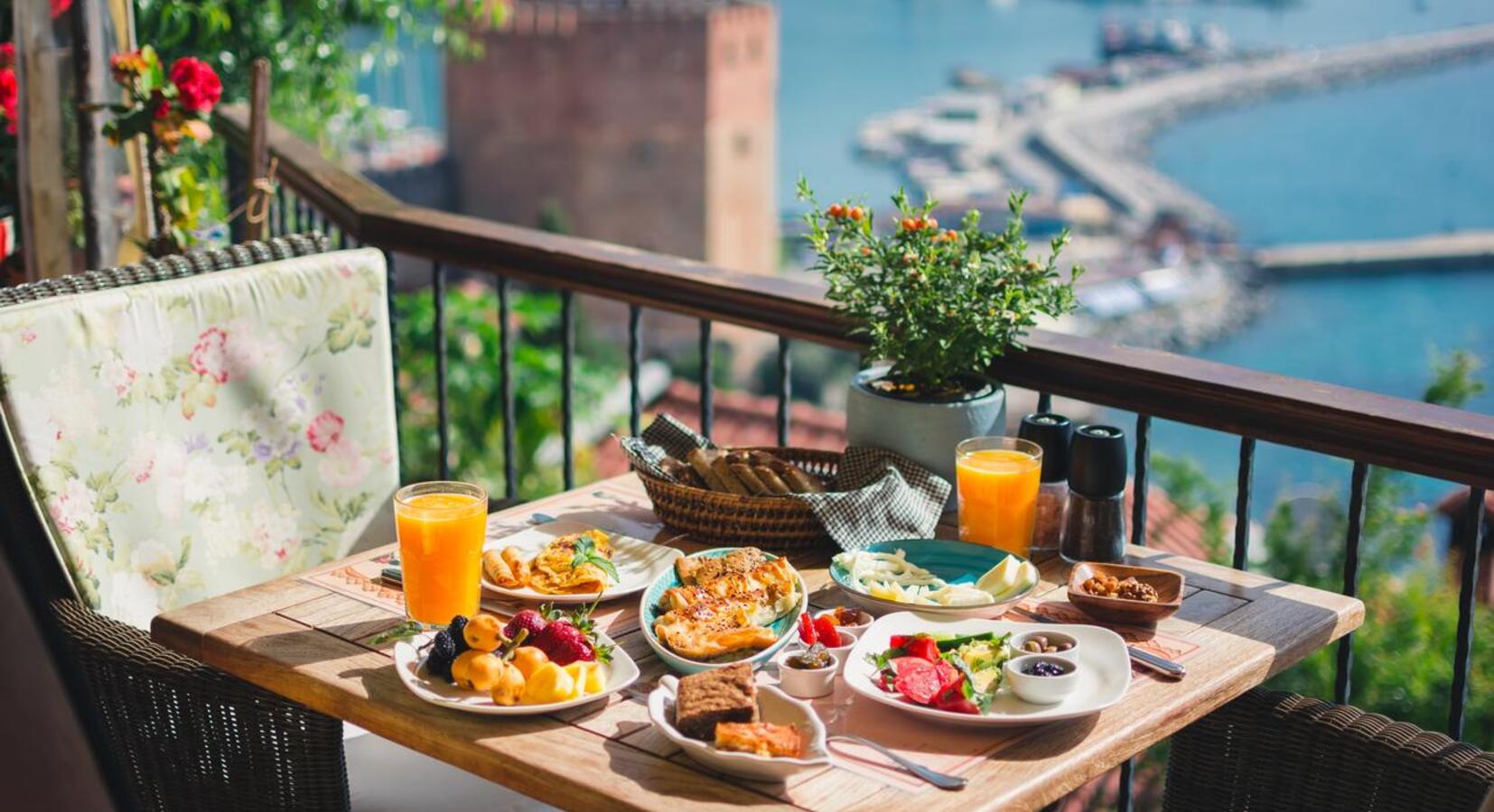 Hotel terrace breakfast