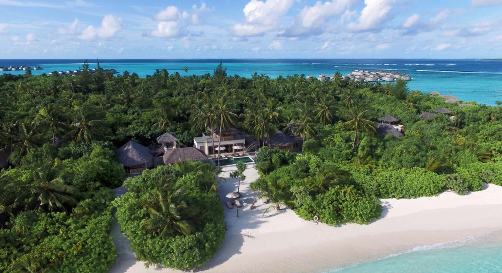 Aerial view of beach family villa