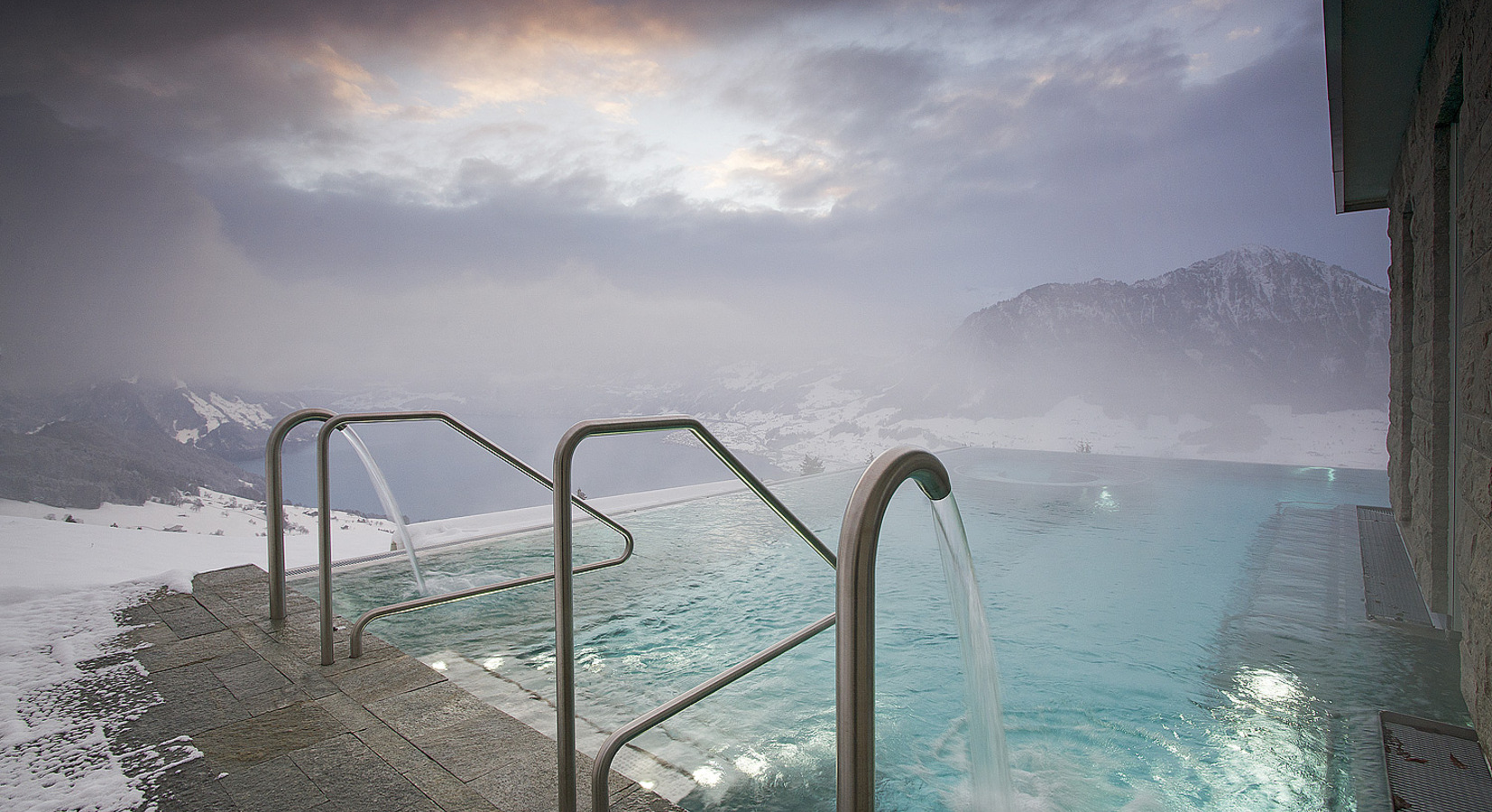 Outdoor pool in the winter