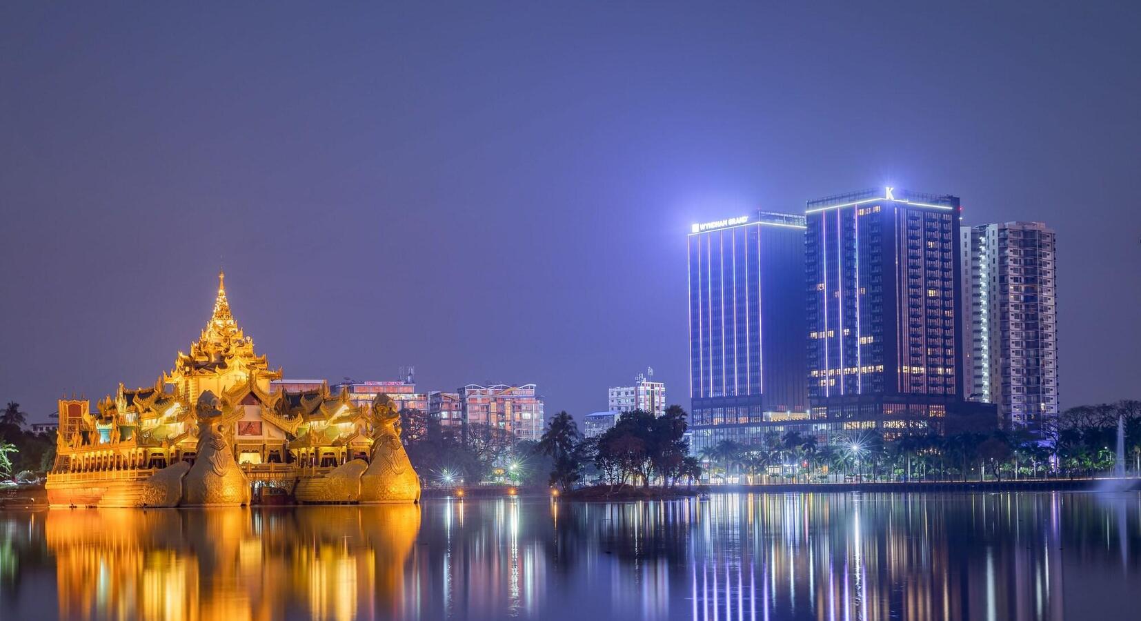 Shwedagon and City Skyline at Night