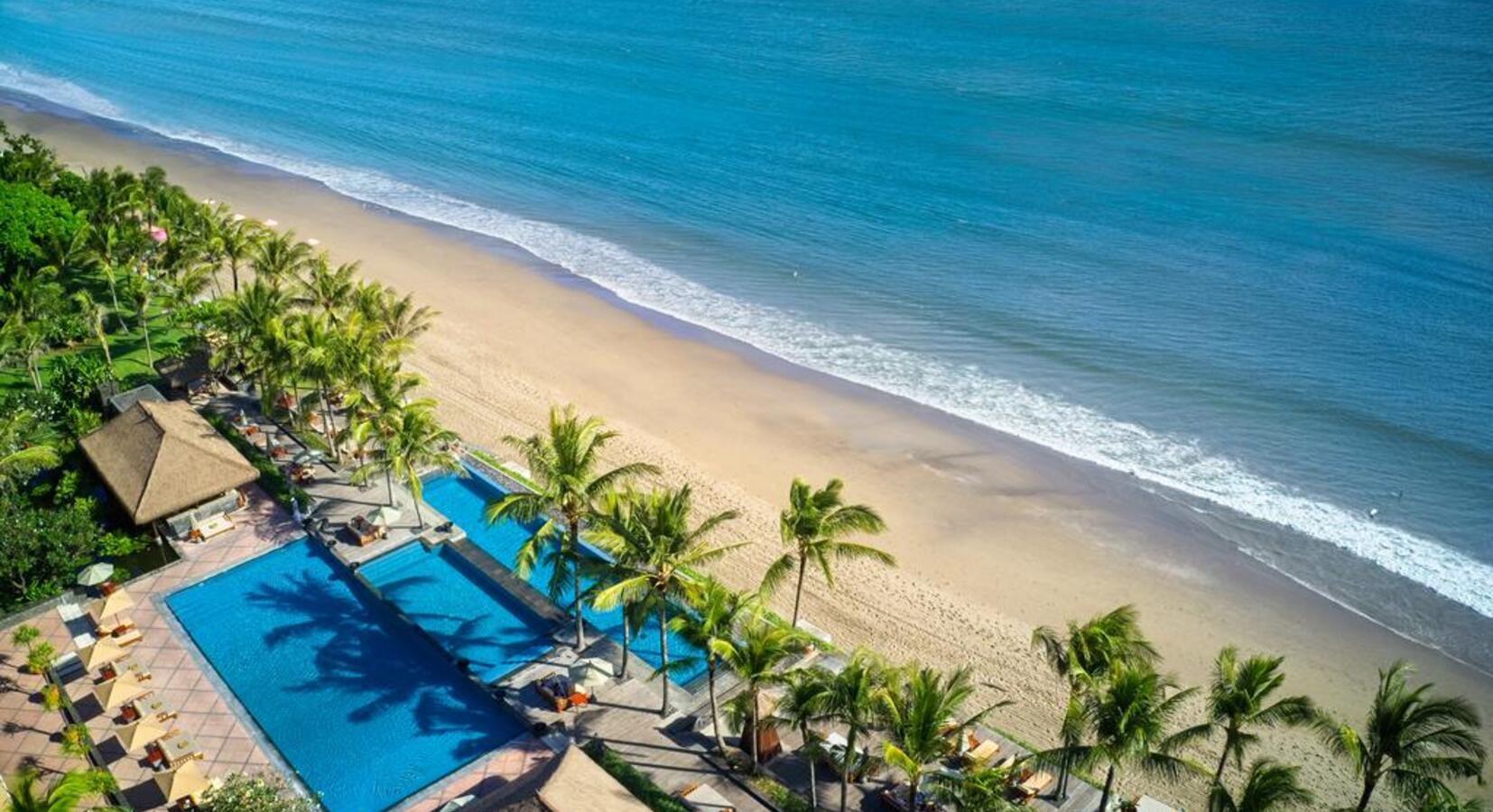 Pool and beach aerial view