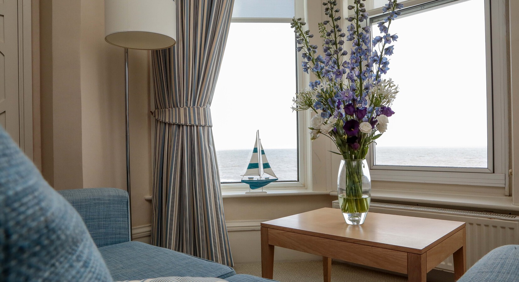 View from sea facing bedroom at the Brudenell Hotel, Aldeburgh