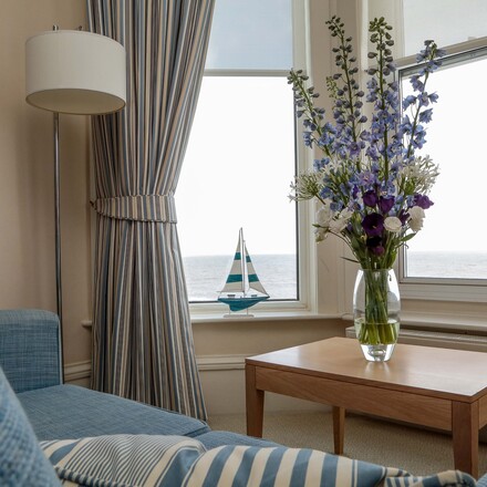 View from sea facing bedroom at the Brudenell Hotel, Aldeburgh