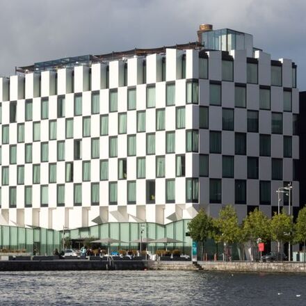 The checker board facade of the Marker Hotel