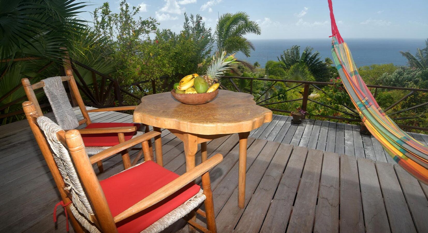 Private terrace with hammock and hand crafted furniture