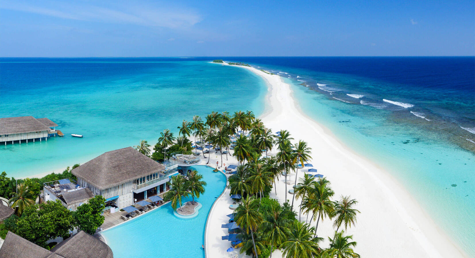 Pool and beach aerial view