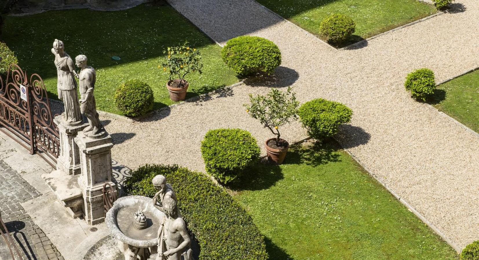 View of Palazzo Borghese gardens from hotel