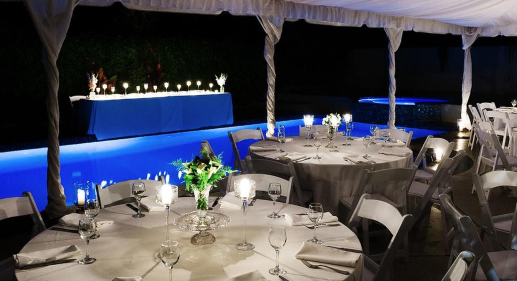 Dining Under the Poolside Marquee