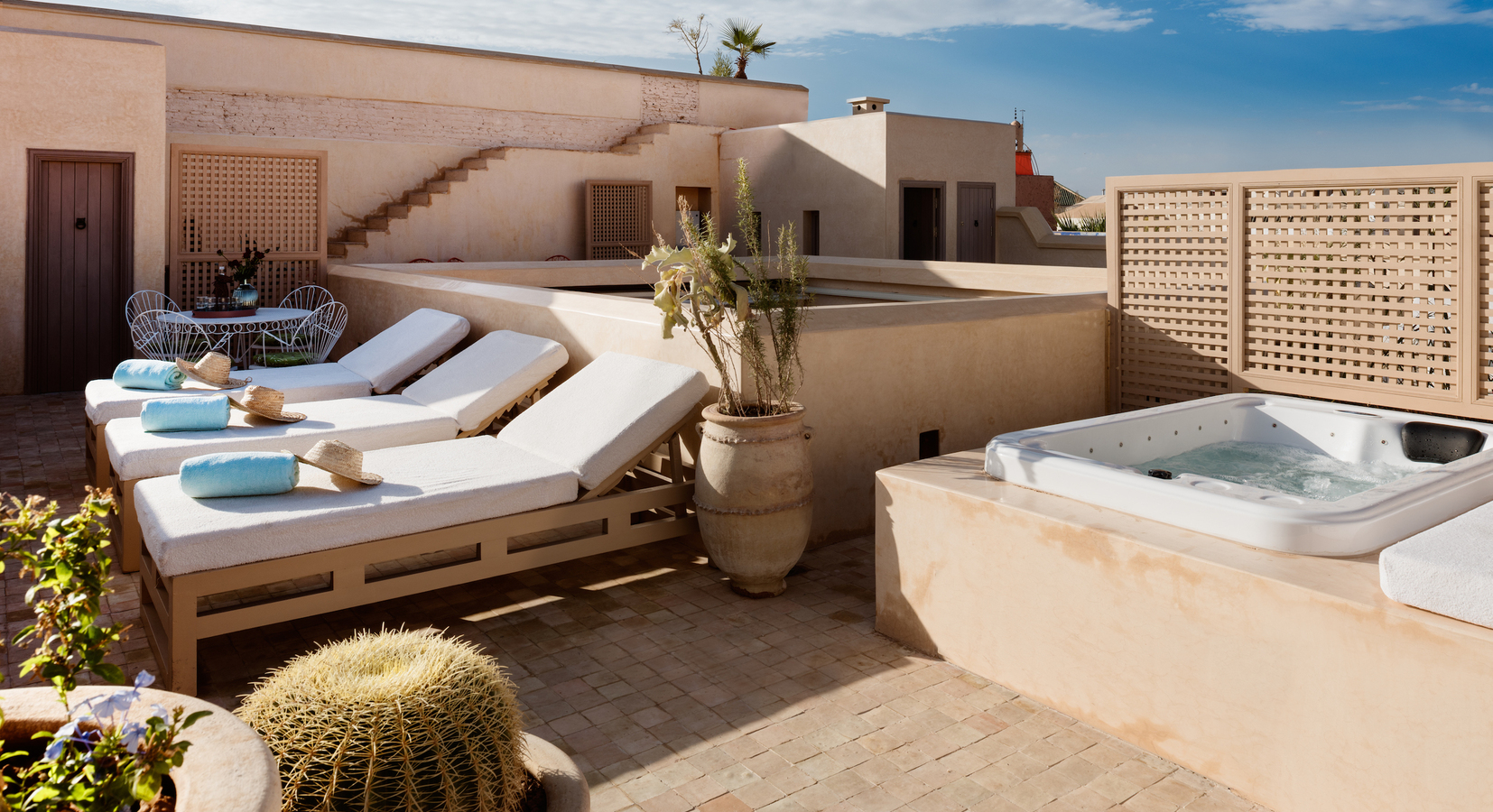 Private terrace with hot tub at junior suite