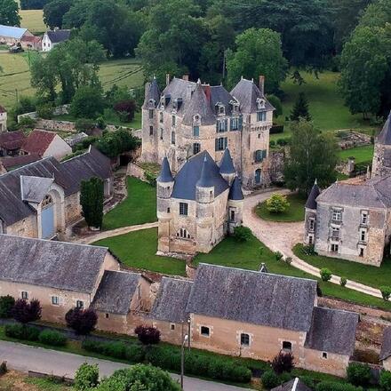 Chateau and village view