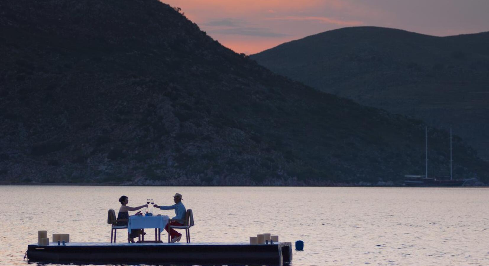 Dinner for two on a floating pontoon