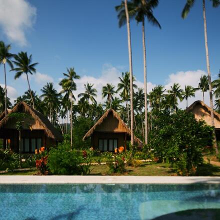 Hotel cottages and pool