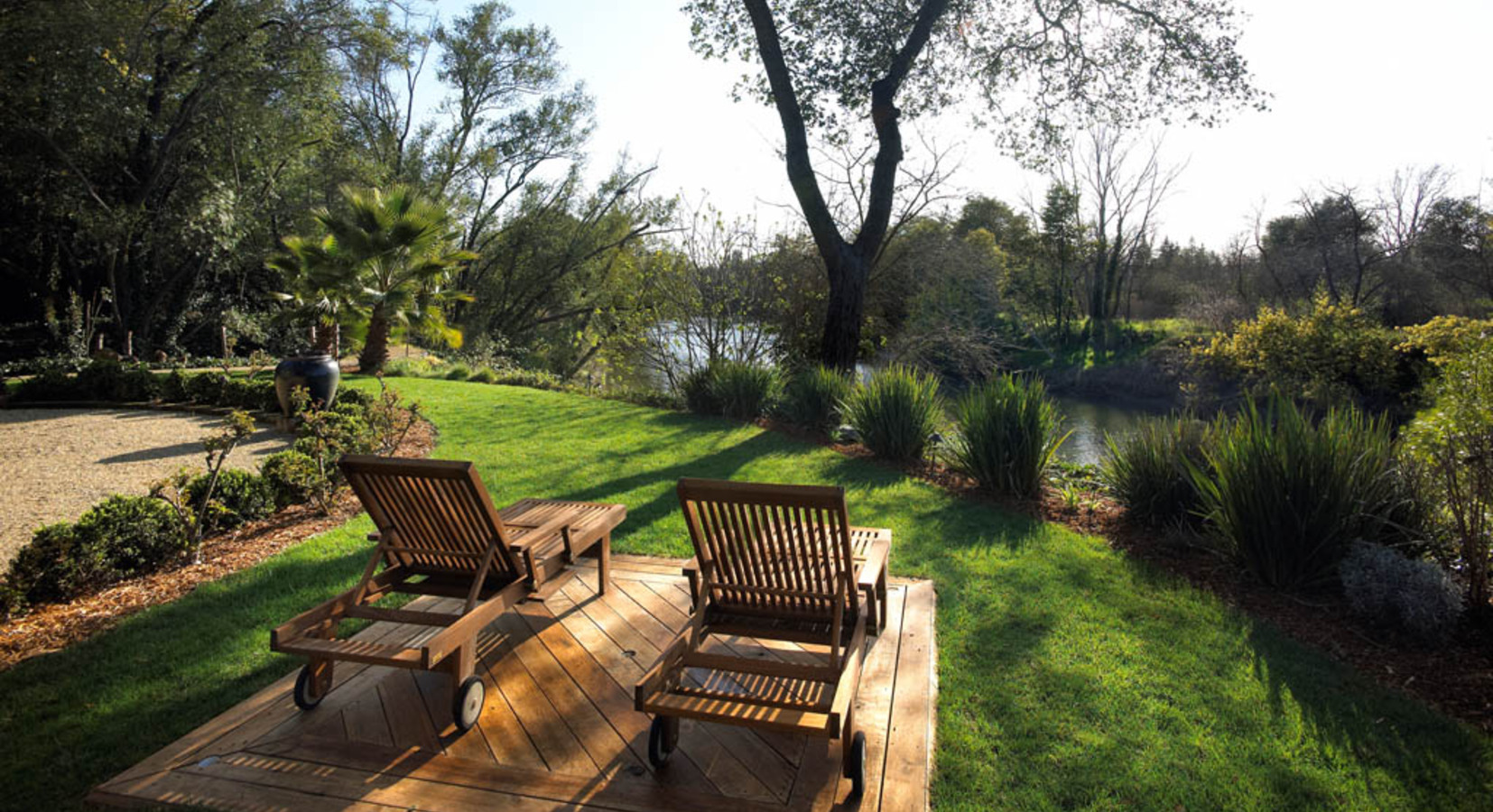 Lawn with river views