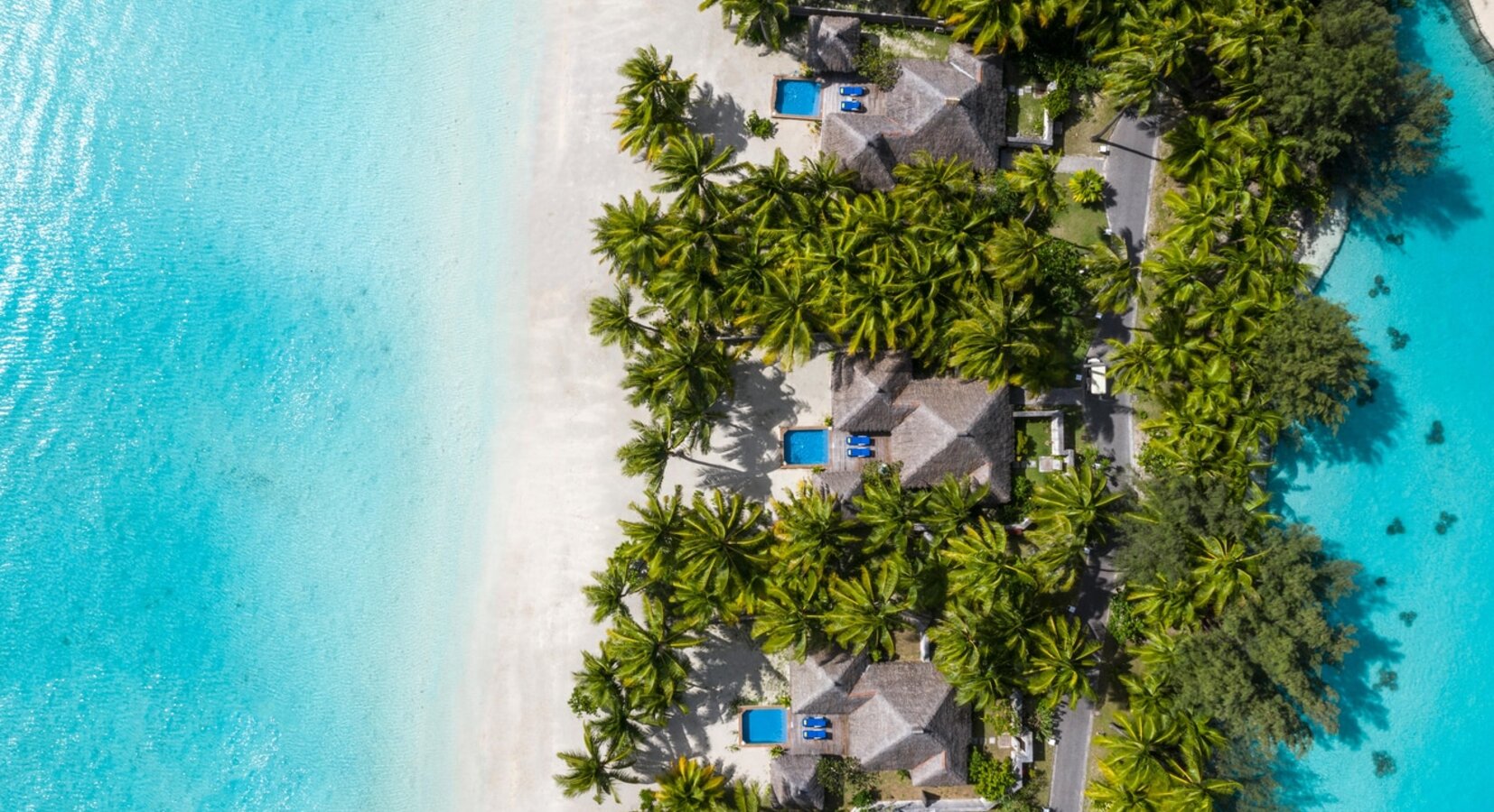 Beachfront villas aerial view