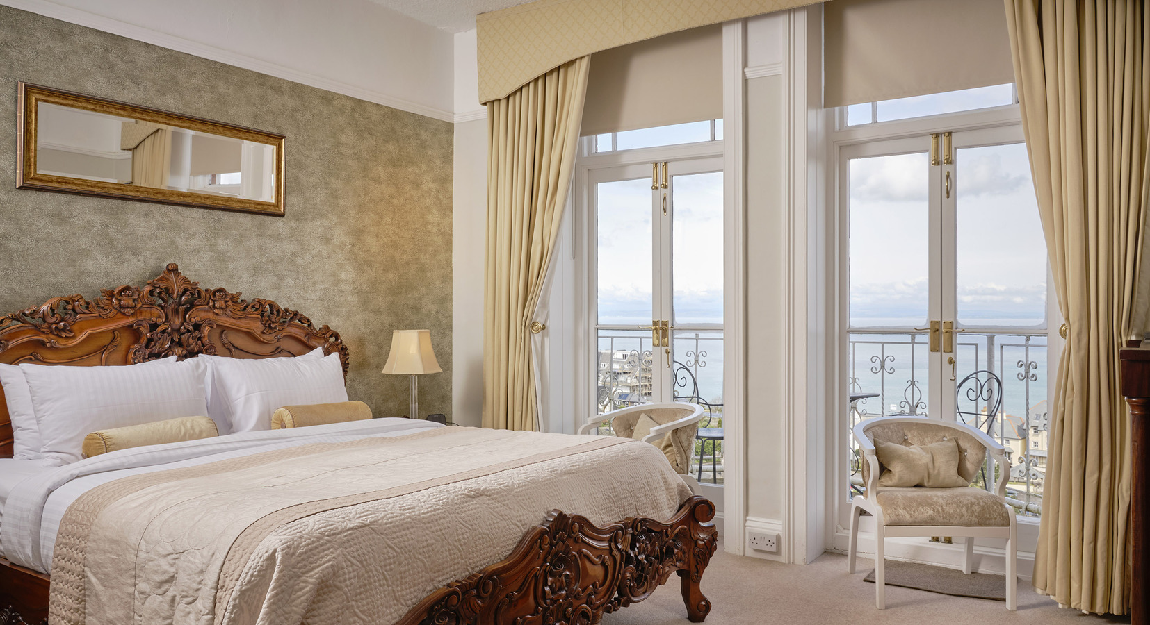 Balcony  Sea Views to Wales from Myrtleberry bedroom at Highcliffe House Lynton Devon