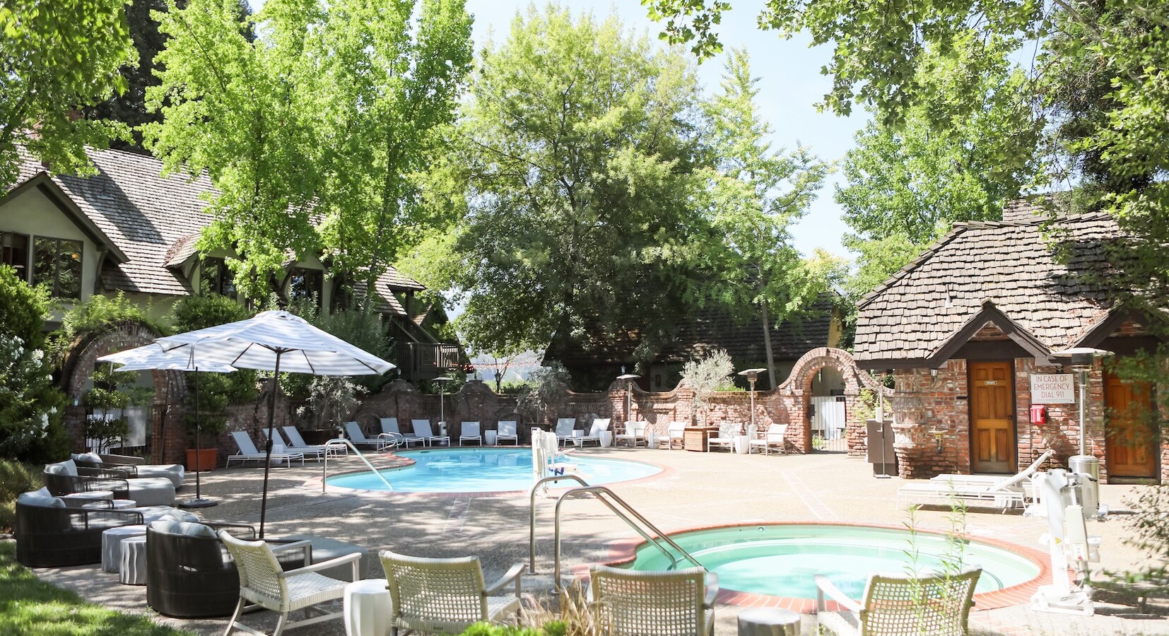 Outdoor pool and hot tub