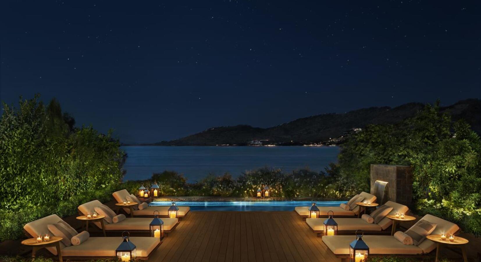 Massage cabanas with pool terrace