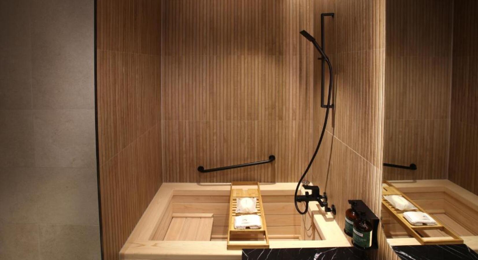 Bathroom with Wooden Tub