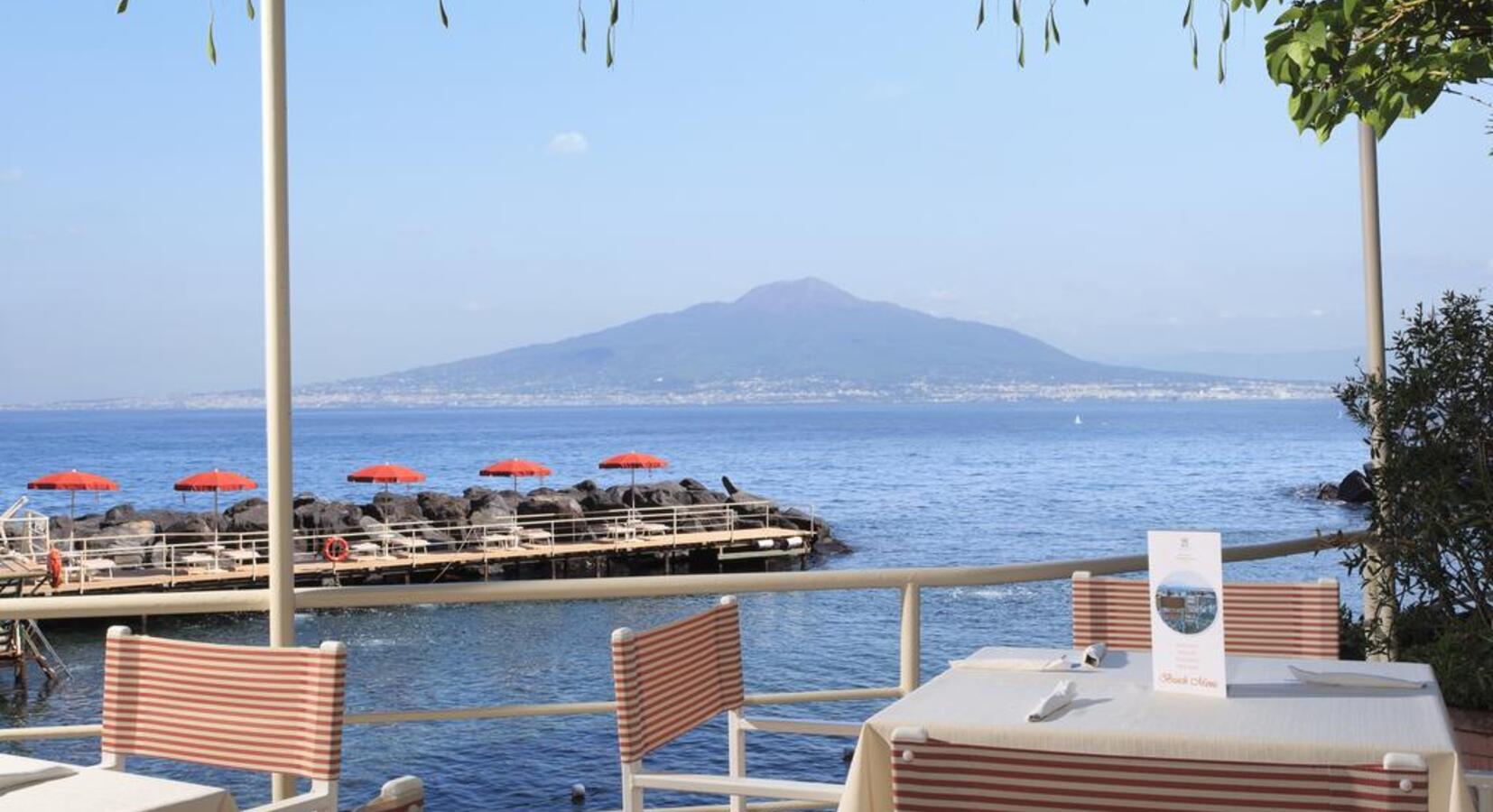 Dining terrace overlooking the private beach area