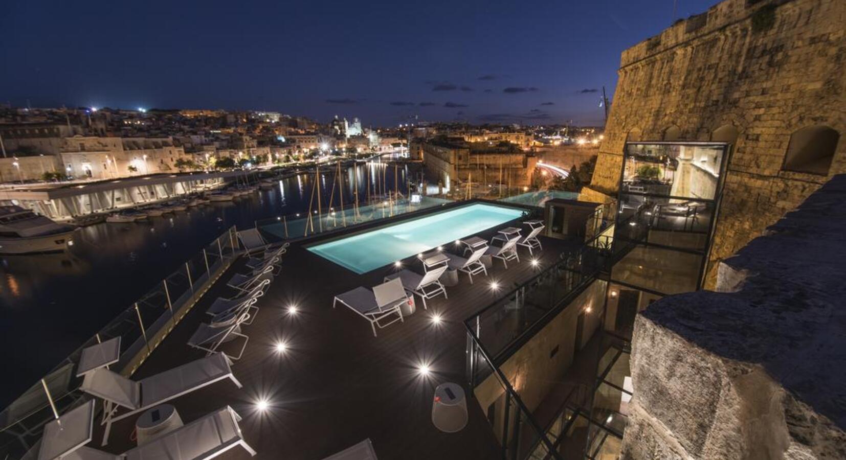 Roof terrace at night