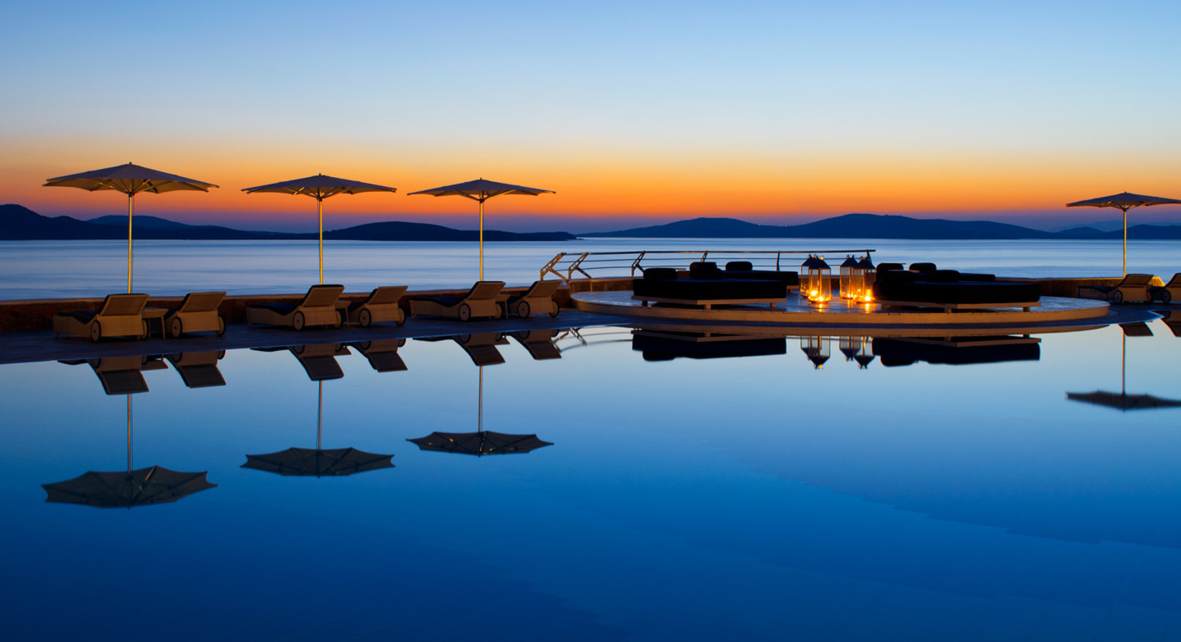 Main pool at sunset