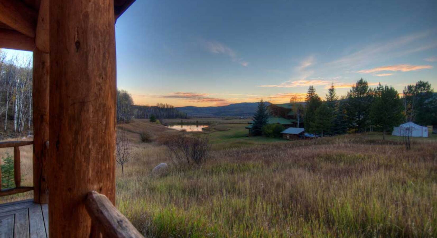 View from a cabin's private porch