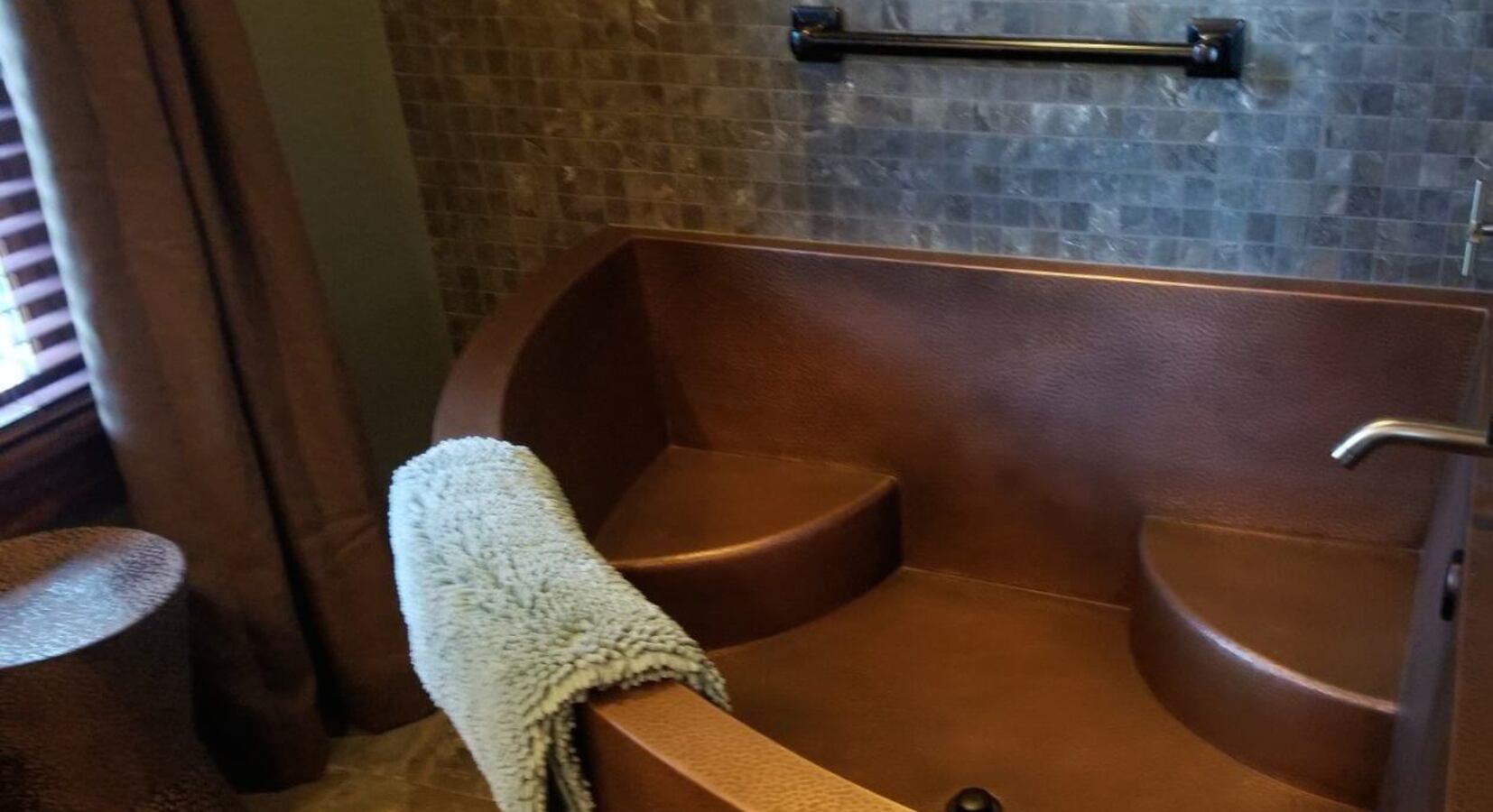 Huge copper tub for two