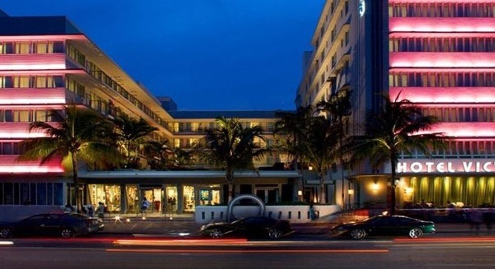 Hotel exterior by night