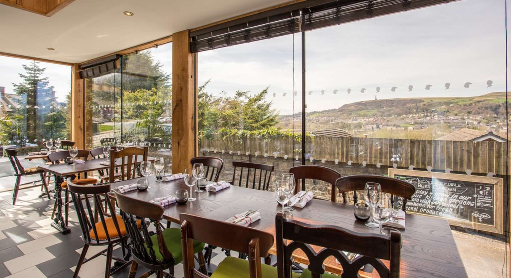 Restaurant with amazing view over Irwell valley